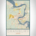 Granbury Texas Map Print Portrait Orientation in Woodblock Style With Shaded Background