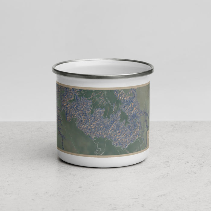 Front View Custom Grand Canyon National Park Map Enamel Mug in Afternoon