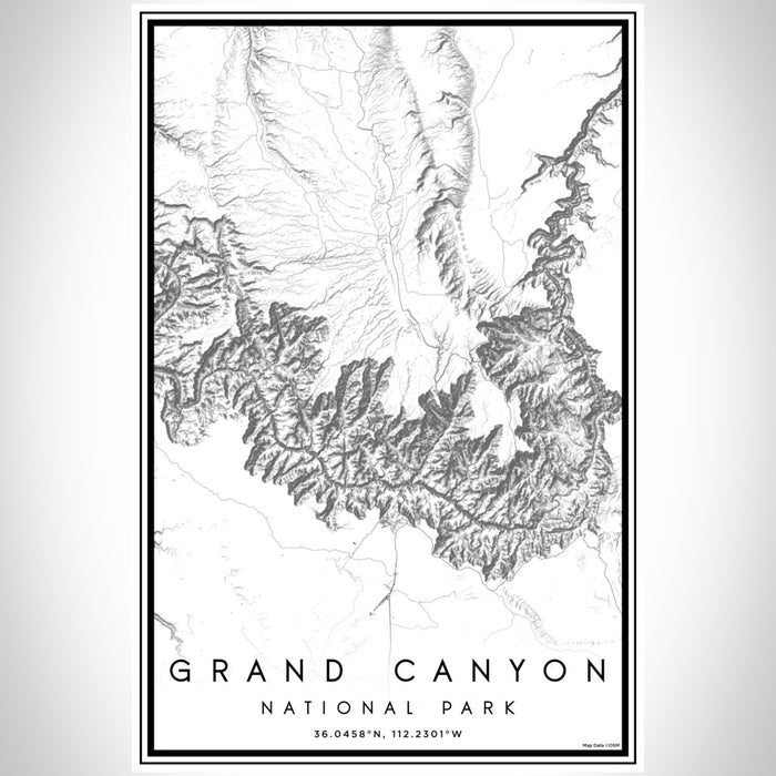 Grand Canyon National Park Map Print Portrait Orientation in Classic Style With Shaded Background