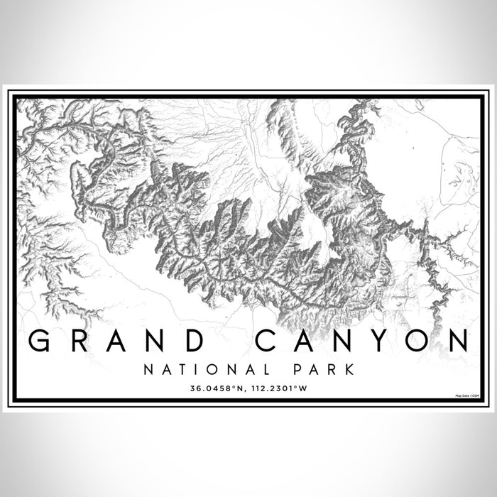 Grand Canyon National Park Map Print Landscape Orientation in Classic Style With Shaded Background