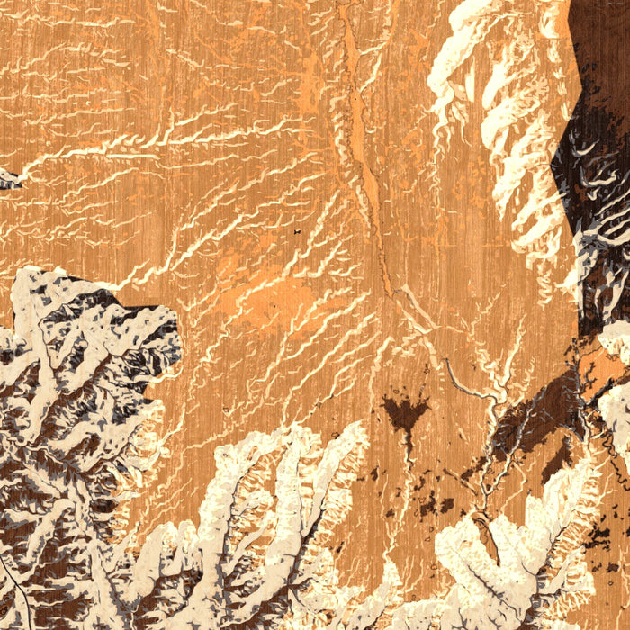 Grand Canyon National Park Map Print in Ember Style Zoomed In Close Up Showing Details