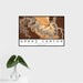 16x24 Grand Canyon National Park Map Print Landscape Orientation in Ember Style With Tropical Plant Leaves in Water
