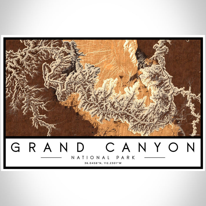 Grand Canyon National Park Map Print Landscape Orientation in Ember Style With Shaded Background