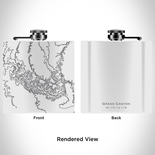 Rendered View of Grand Canyon National Park Map Engraving on 6oz Stainless Steel Flask in White