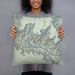 Person holding 18x18 Custom Grand Canyon National Park Map Throw Pillow in Woodblock