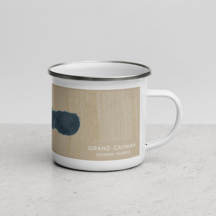 Right View Custom Grand Cayman Cayman Islands Map Enamel Mug in Afternoon