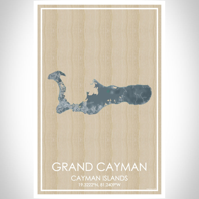 Grand Cayman Cayman Islands Map Print Portrait Orientation in Afternoon Style With Shaded Background