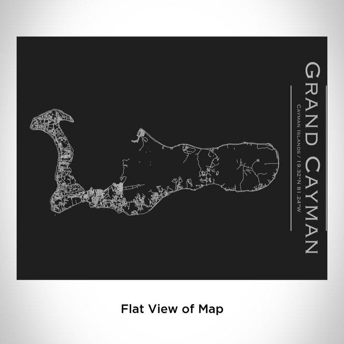 Rendered View of Grand Cayman Cayman Islands Map Engraving on 20oz Stainless Steel Insulated Bottle with Bamboo Top in Black