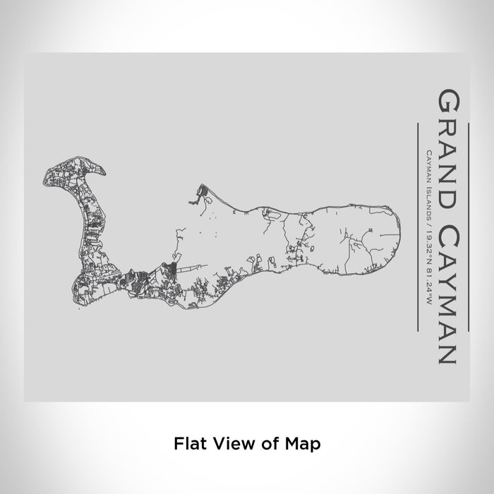 Rendered View of Grand Cayman Cayman Islands Map Engraving on 20oz Stainless Steel Insulated Bottle with Bamboo Top
