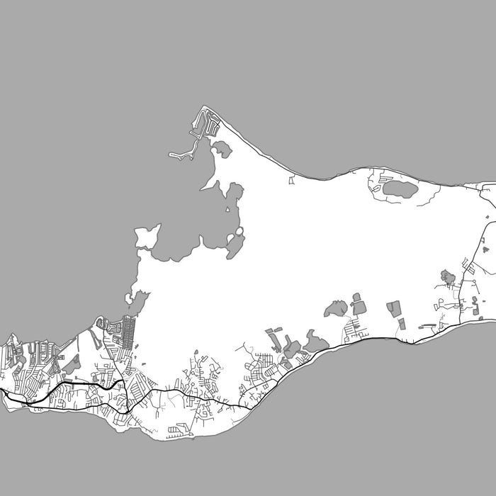 Grand Cayman Cayman Islands Map Print in Classic Style Zoomed In Close Up Showing Details