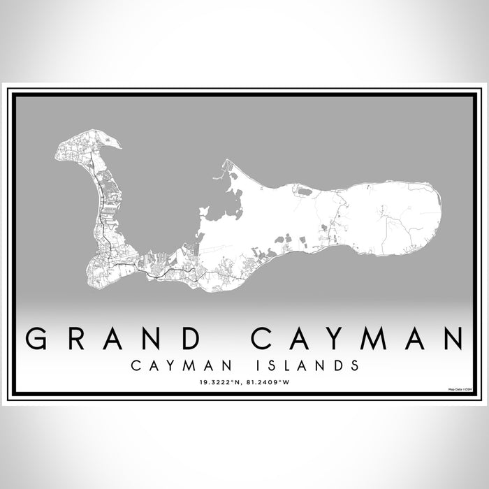 Grand Cayman Cayman Islands Map Print Landscape Orientation in Classic Style With Shaded Background