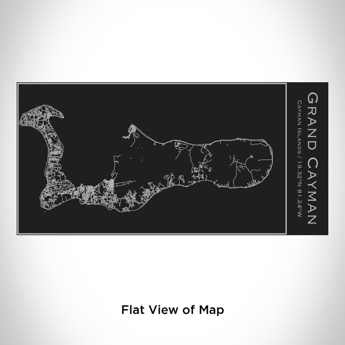 Rendered View of Grand Cayman Cayman Islands Map Engraving on 17oz Stainless Steel Insulated Cola Bottle in Black