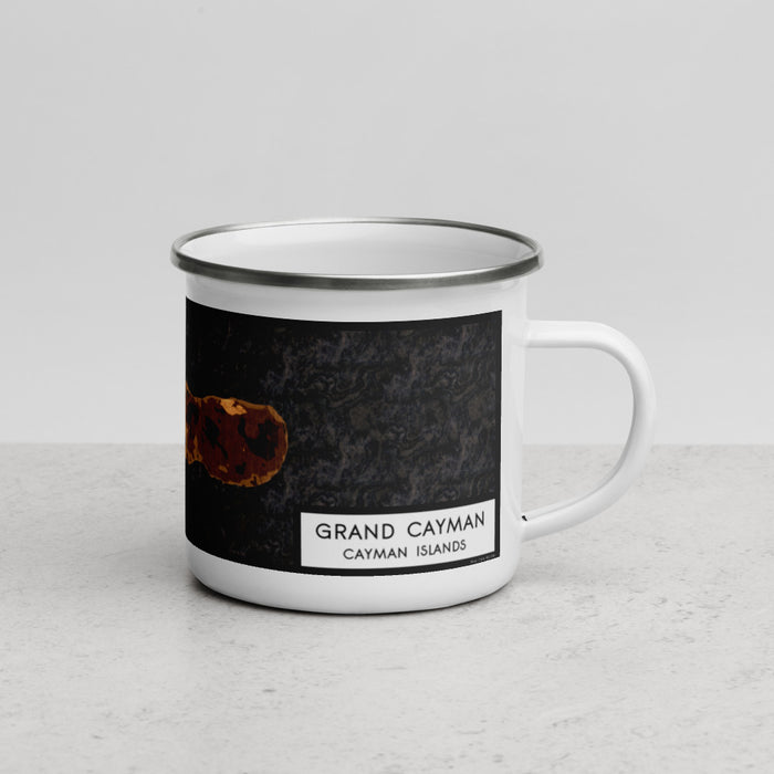 Right View Custom Grand Cayman Cayman Islands Map Enamel Mug in Ember