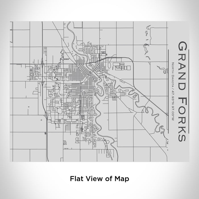 Rendered View of Grand Forks North Dakota Map Engraving on 20oz Stainless Steel Insulated Bottle with Bamboo Top