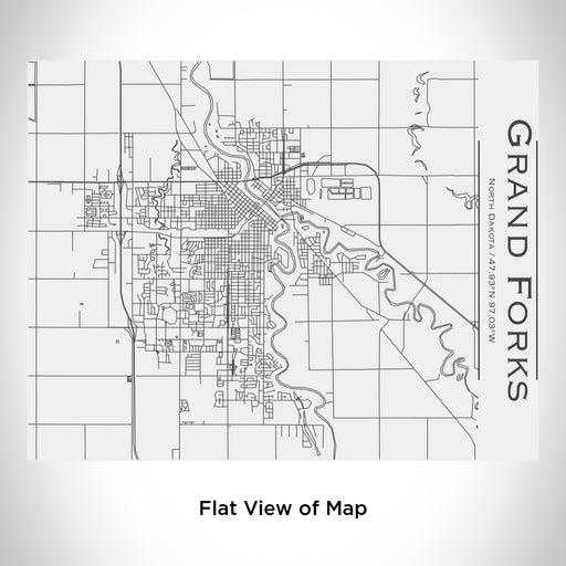 Rendered View of Grand Forks North Dakota Map Engraving on 20oz Stainless Steel Insulated Bottle with Bamboo Top in White