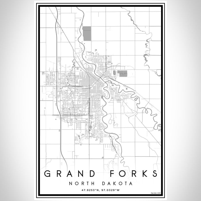 Grand Forks North Dakota Map Print Portrait Orientation in Classic Style With Shaded Background