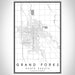 Grand Forks North Dakota Map Print Portrait Orientation in Classic Style With Shaded Background