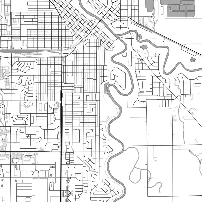 Grand Forks North Dakota Map Print in Classic Style Zoomed In Close Up Showing Details