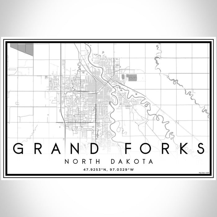 Grand Forks North Dakota Map Print Landscape Orientation in Classic Style With Shaded Background