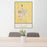 24x36 Grand Forks North Dakota Map Print Portrait Orientation in Woodblock Style Behind 2 Chairs Table and Potted Plant