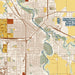 Grand Forks North Dakota Map Print in Woodblock Style Zoomed In Close Up Showing Details