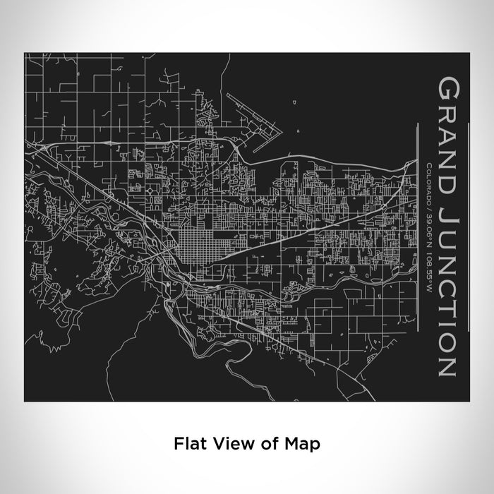 Rendered View of Grand Junction Colorado Map Engraving on 20oz Stainless Steel Insulated Bottle with Bamboo Top in Black