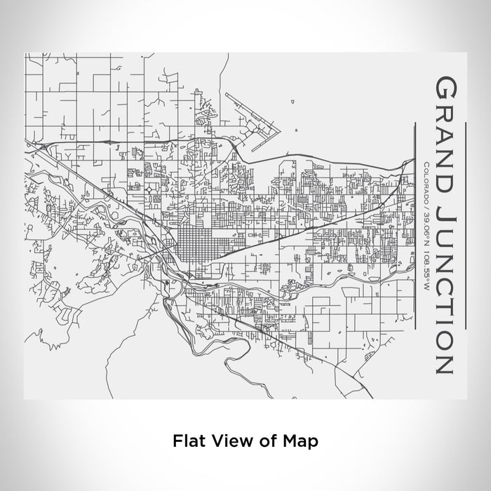 Rendered View of Grand Junction Colorado Map Engraving on 20oz Stainless Steel Insulated Bottle with Bamboo Top in White