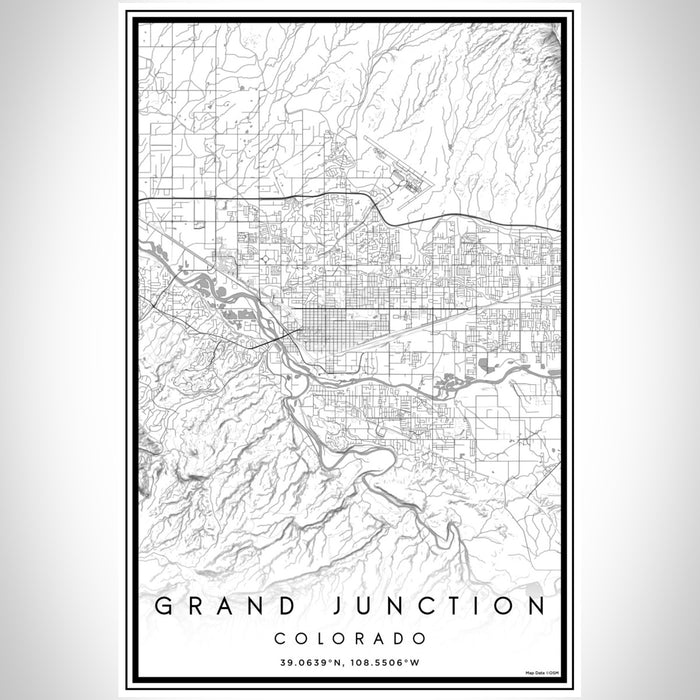 Grand Junction Colorado Map Print Portrait Orientation in Classic Style With Shaded Background