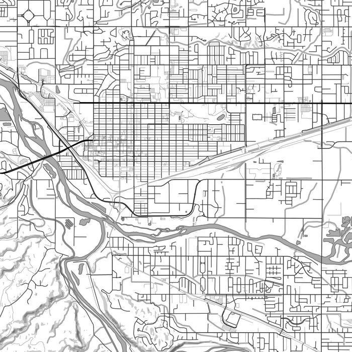 Grand Junction Colorado Map Print in Classic Style Zoomed In Close Up Showing Details