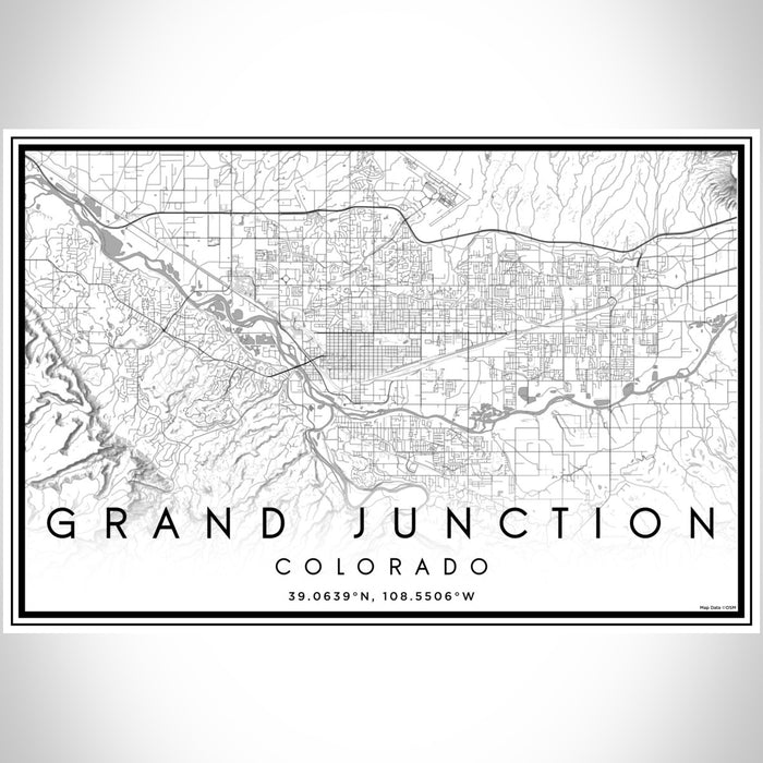 Grand Junction Colorado Map Print Landscape Orientation in Classic Style With Shaded Background