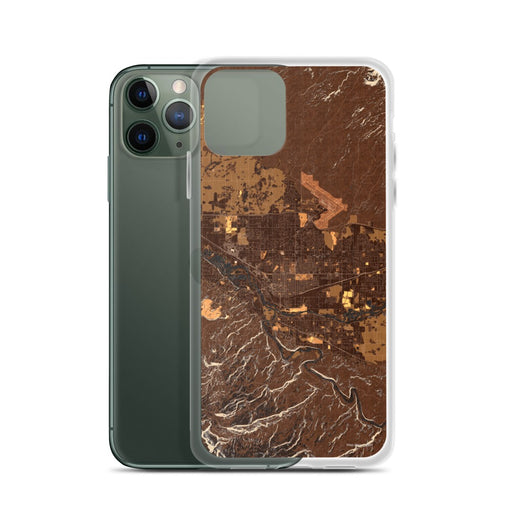 Custom Grand Junction Colorado Map Phone Case in Ember on Table with Laptop and Plant