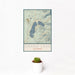 12x18 Grand Lake Colorado Map Print Portrait Orientation in Woodblock Style With Small Cactus Plant in White Planter
