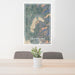 24x36 Grand Lake Colorado Map Print Portrait Orientation in Afternoon Style Behind 2 Chairs Table and Potted Plant