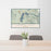 24x36 Grand Lake Colorado Map Print Lanscape Orientation in Woodblock Style Behind 2 Chairs Table and Potted Plant