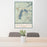 24x36 Grand Lake Colorado Map Print Portrait Orientation in Woodblock Style Behind 2 Chairs Table and Potted Plant