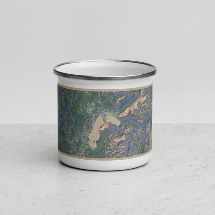 Front View Custom Grand Lake Colorado Map Enamel Mug in Afternoon
