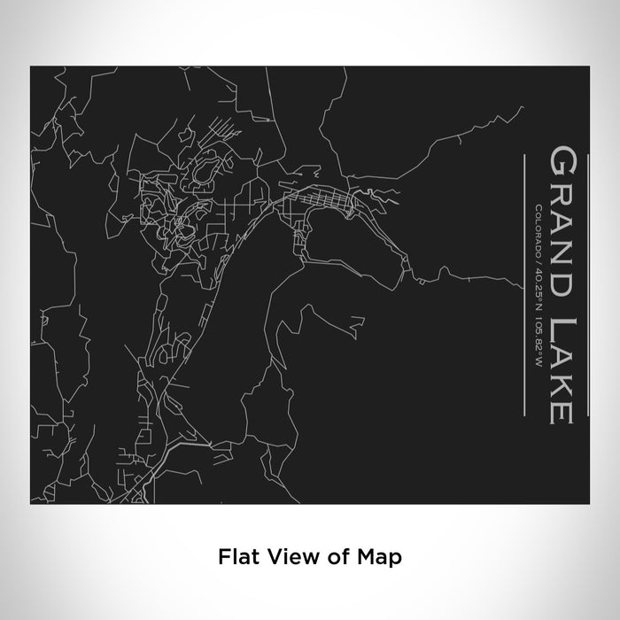 Rendered View of Grand Lake Colorado Map Engraving on 20oz Stainless Steel Insulated Bottle with Bamboo Top in Black