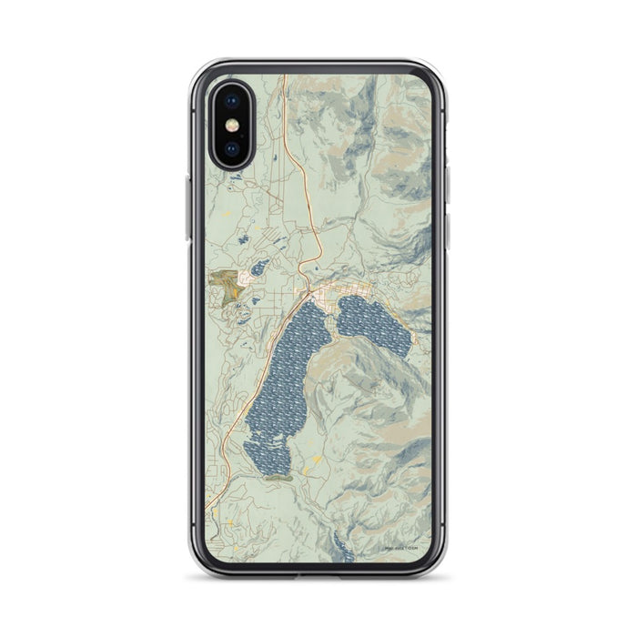 Custom iPhone X/XS Grand Lake Colorado Map Phone Case in Woodblock