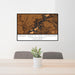 24x36 Grand Lake O' the Cherokees Oklahoma Map Print Lanscape Orientation in Ember Style Behind 2 Chairs Table and Potted Plant