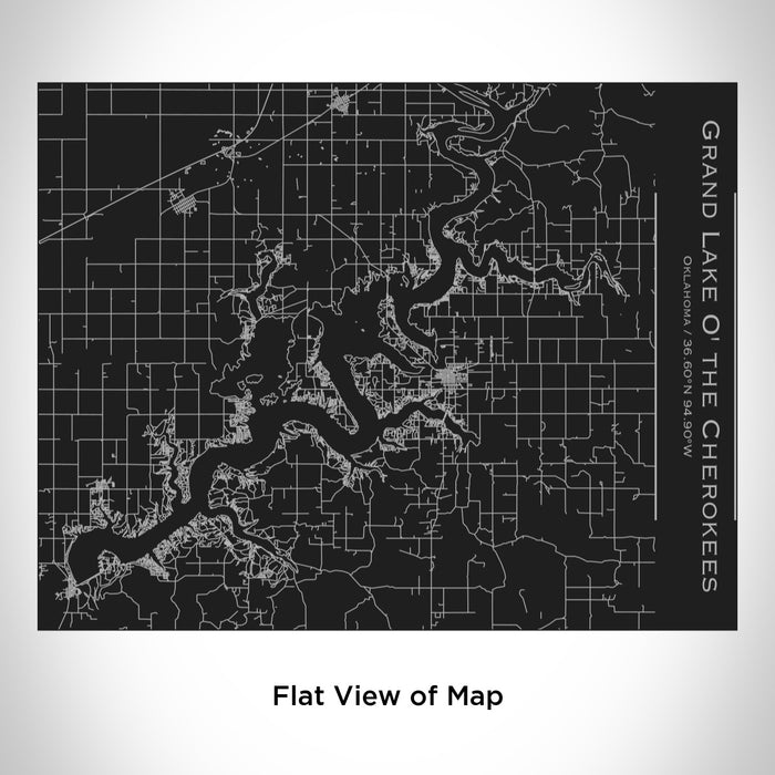 Rendered View of Grand Lake O' the Cherokees Oklahoma Map Engraving on 20oz Stainless Steel Insulated Bottle with Bamboo Top in Black