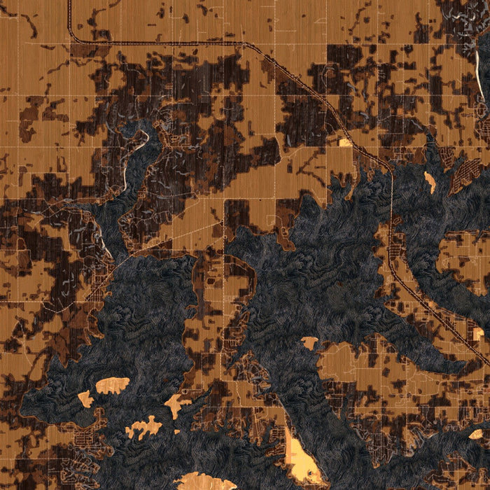 Grand Lake O' the Cherokees Oklahoma Map Print in Ember Style Zoomed In Close Up Showing Details