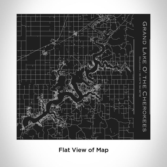 Rendered View of Grand Lake O' the Cherokees Oklahoma Map Engraving on 17oz Stainless Steel Insulated Tumbler in Black
