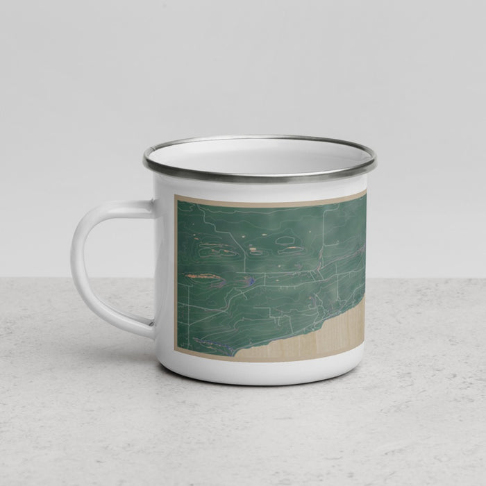 Left View Custom Grand Marais Minnesota Map Enamel Mug in Afternoon