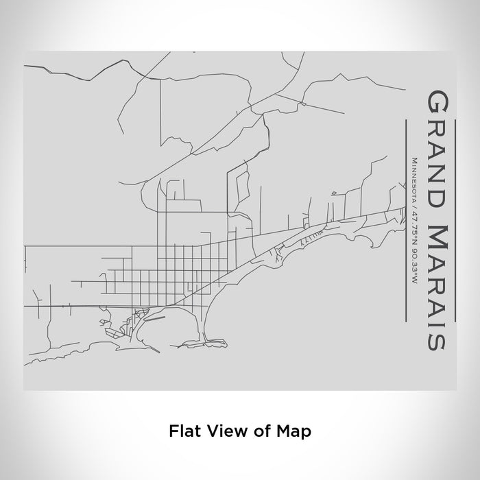 Rendered View of Grand Marais Minnesota Map Engraving on 20oz Stainless Steel Insulated Bottle with Bamboo Top