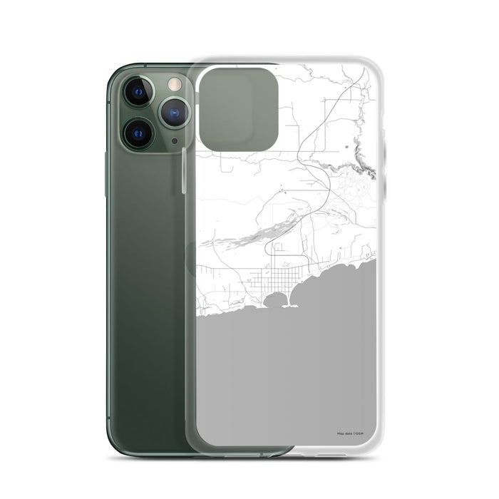 Custom Grand Marais Minnesota Map Phone Case in Classic on Table with Laptop and Plant