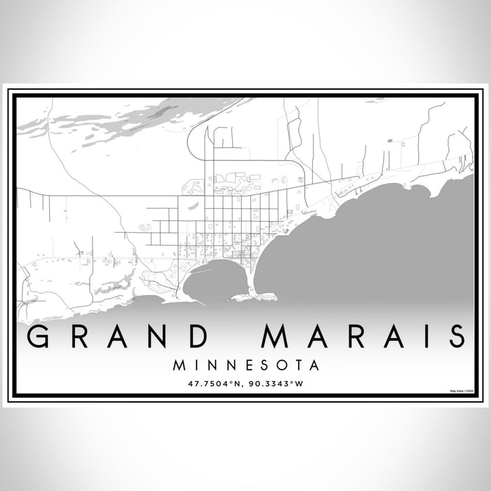 Grand Marais Minnesota Map Print Landscape Orientation in Classic Style With Shaded Background