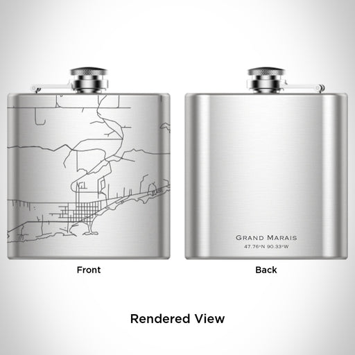 Rendered View of Grand Marais Minnesota Map Engraving on undefined
