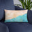 Custom Grand Marais Minnesota Map Throw Pillow in Watercolor on Blue Colored Chair