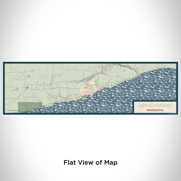 Flat View of Map Custom Grand Marais Minnesota Map Enamel Mug in Woodblock