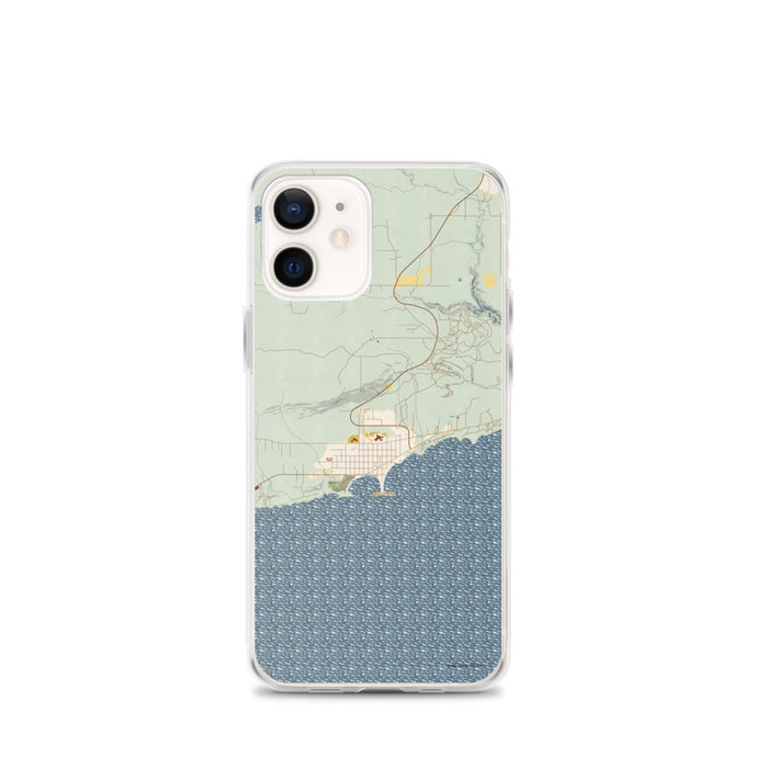 Custom Grand Marais Minnesota Map iPhone 12 mini Phone Case in Woodblock
